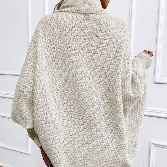 Grey Casual Women's Solid Color Bat Wing Cardigan - Picture 2 of 6